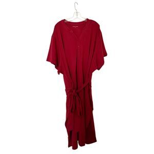 Universal Standard V-Neck Tie T-Shirt Midi Dress Fall Red Size 3XL NEW